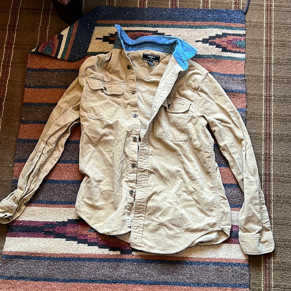 Corduroy button up denim collar